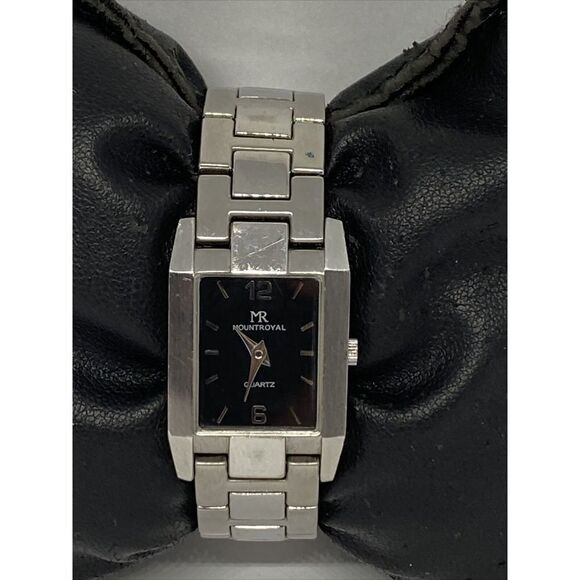 Mount Royal Men's Silver Stainless Steel Analog Black Dial Quartz Watch JK132 - Picture 3 of 12
